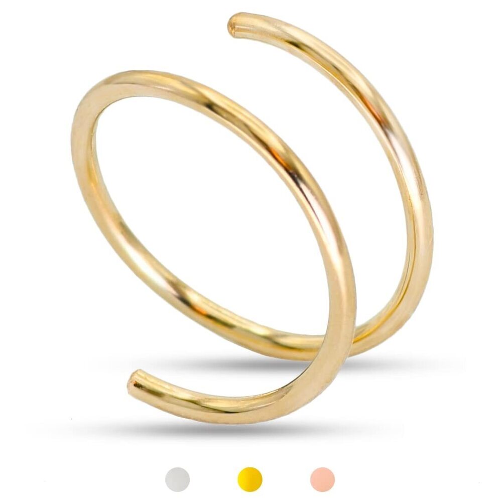 14k Gold Filled 20G Double Hoop Nose Ring for Single Piercing, 20